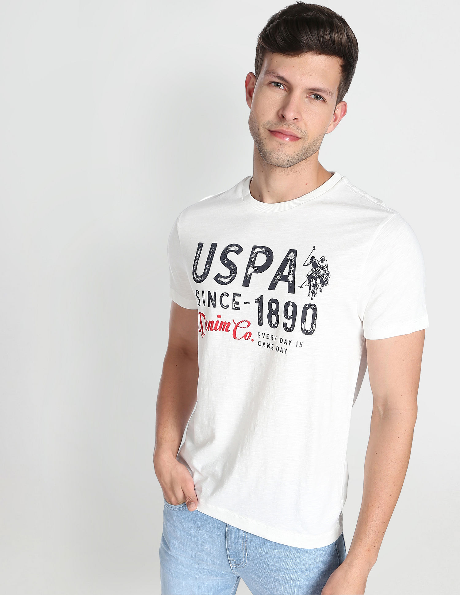 Buy U.S. Polo Assn. Denim Co. Typographic Print Cotton T-Shirt 