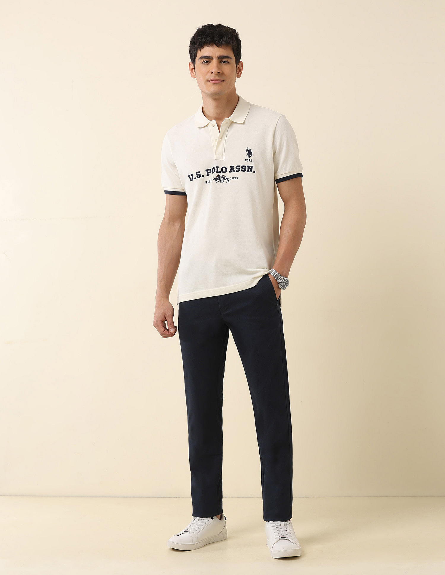 U.S. Polo Assn. Brand Embroidered Summer Splash Polo Shirt