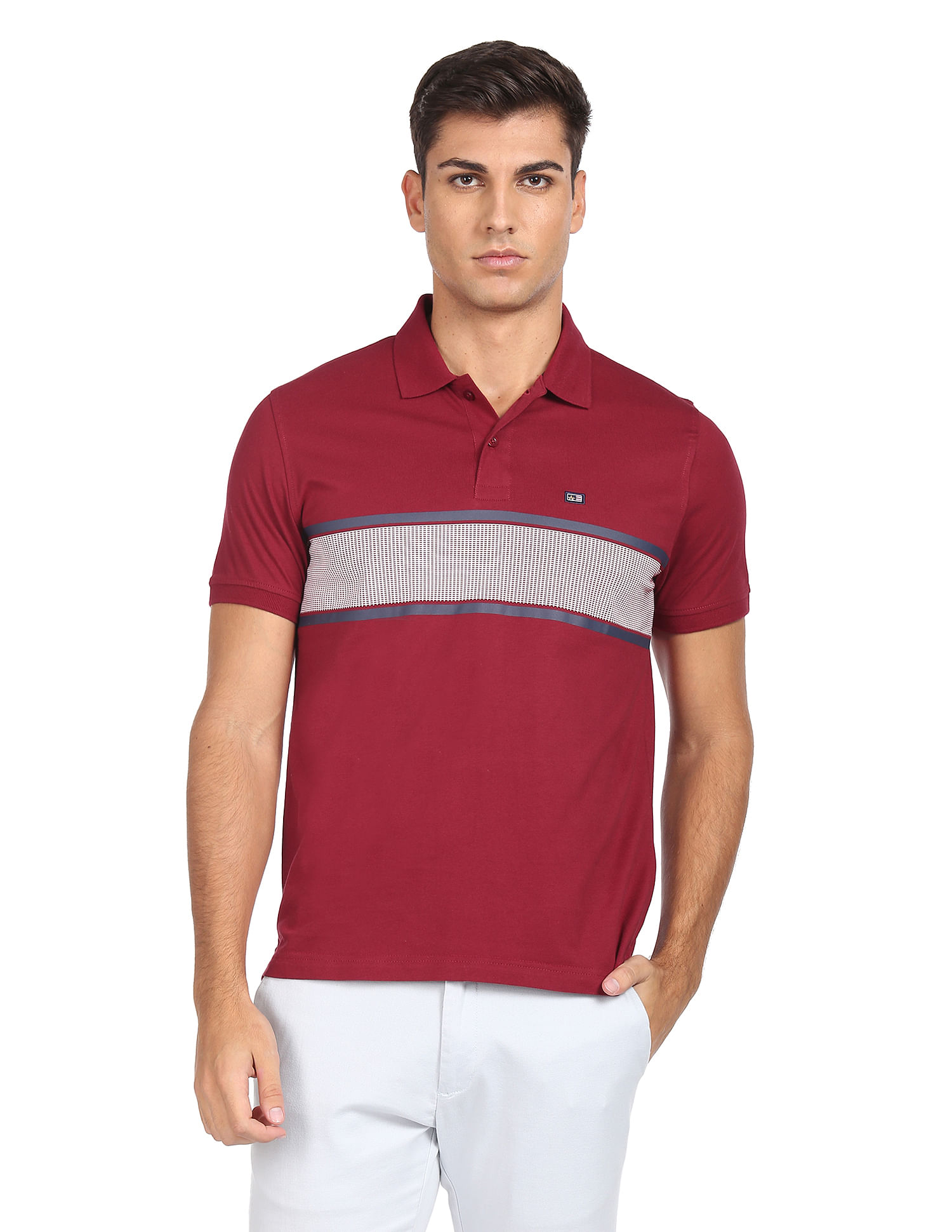 Arrow Sports Horizontal Stripe Cotton Polo Shirt