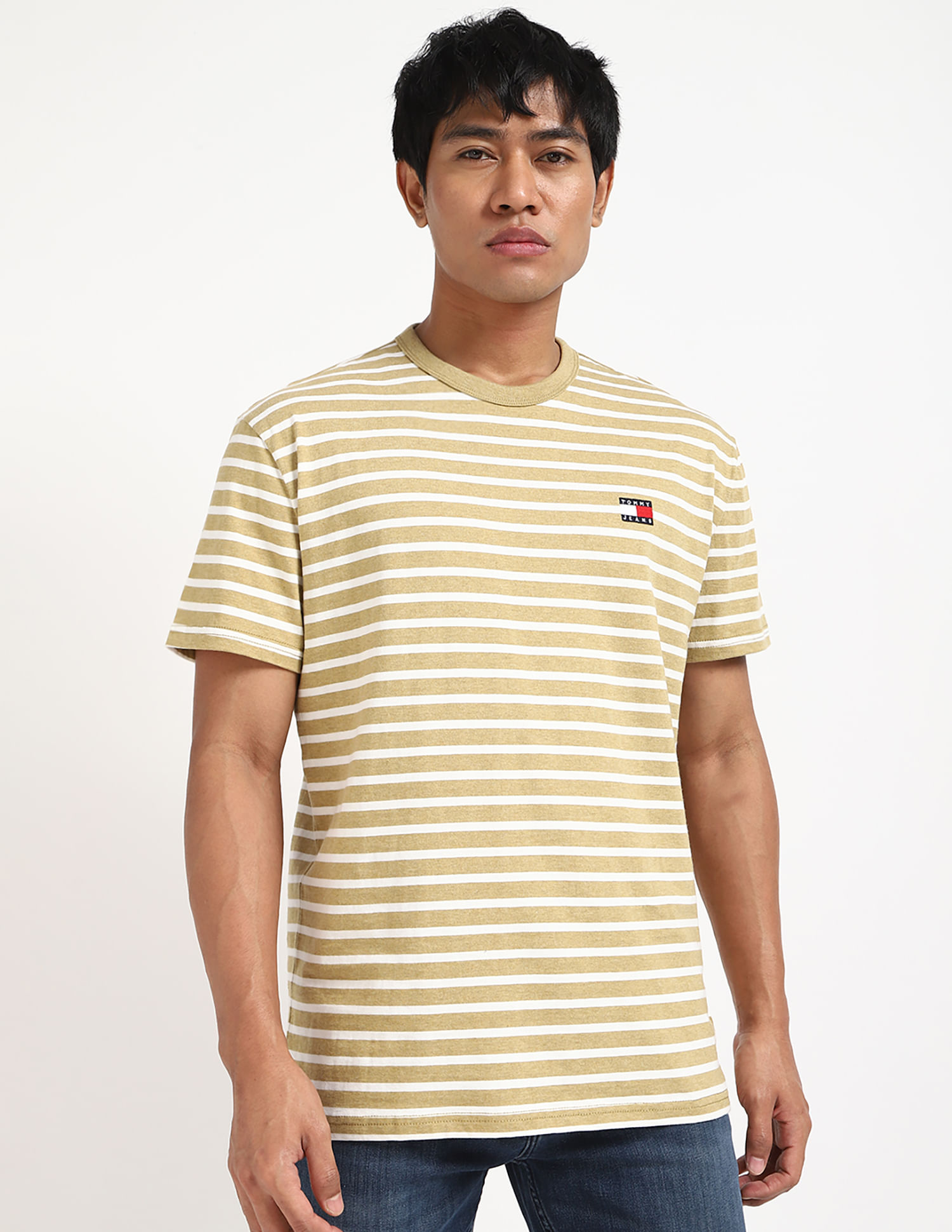 Tommy Hilfiger Logo Striped Regular-Fit Cotton T-Shirt