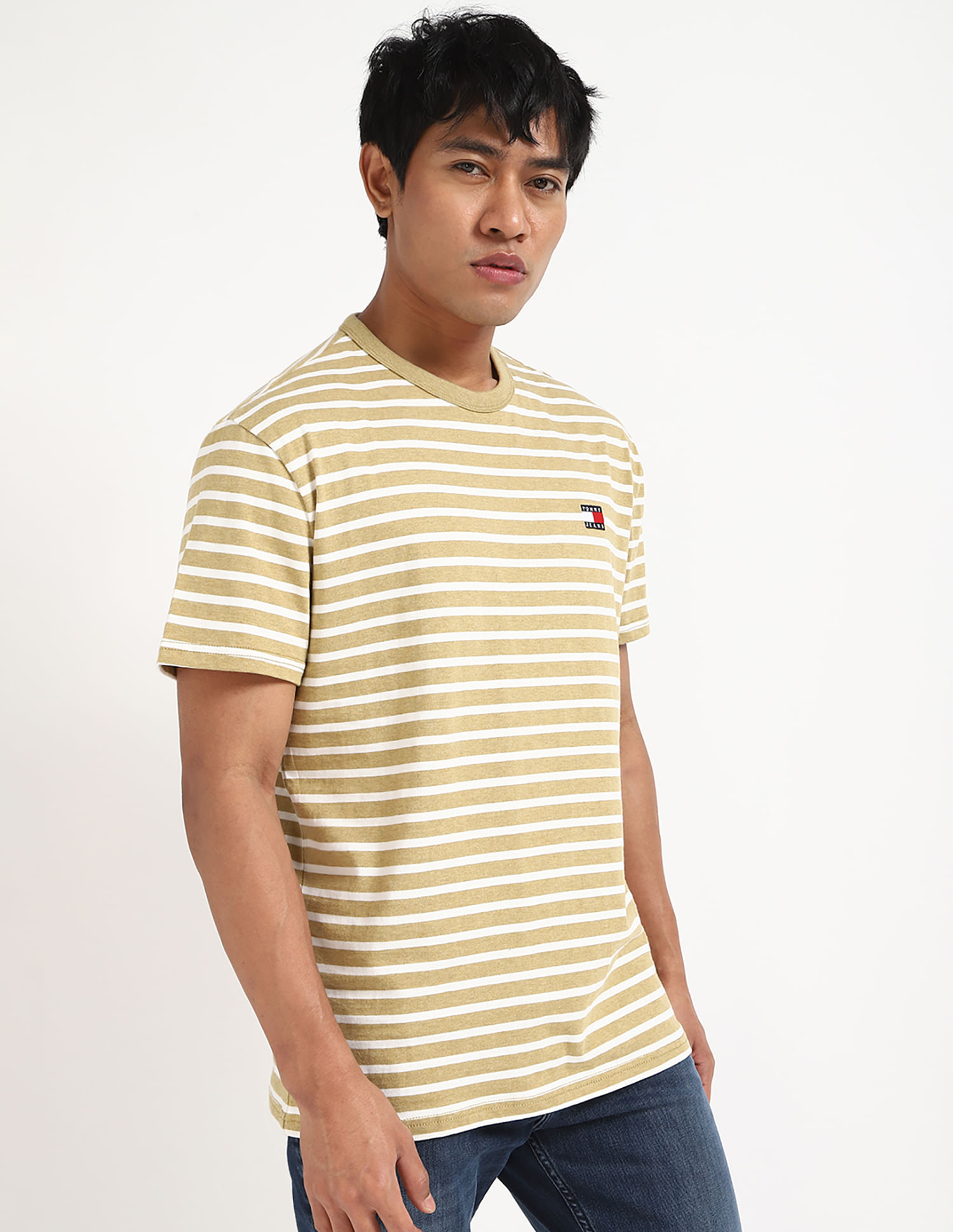 Tommy Hilfiger Logo Striped Regular-Fit Cotton T-Shirt