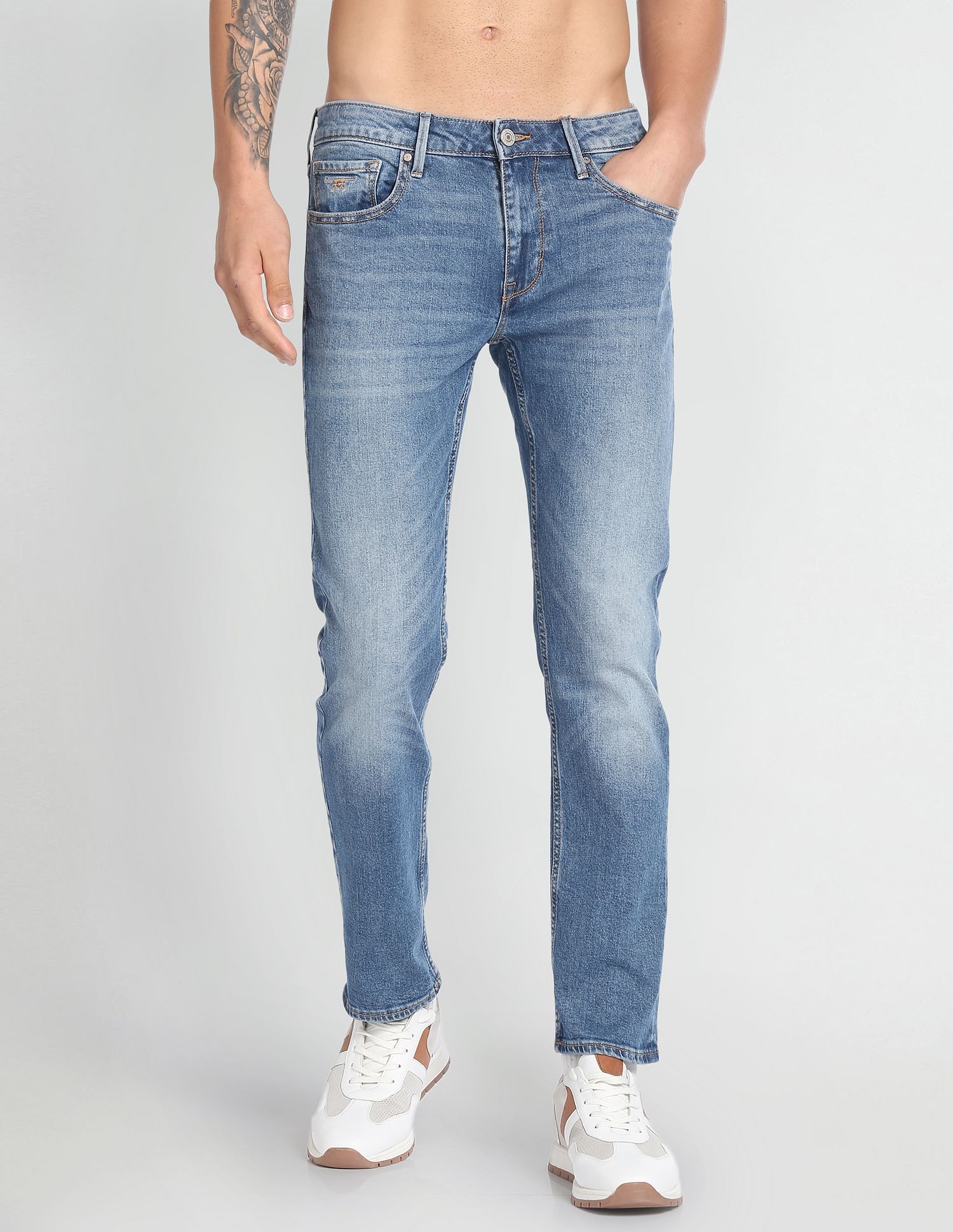 Flying Machine Michael Slim Tapered Fit Stone Wash Jeans