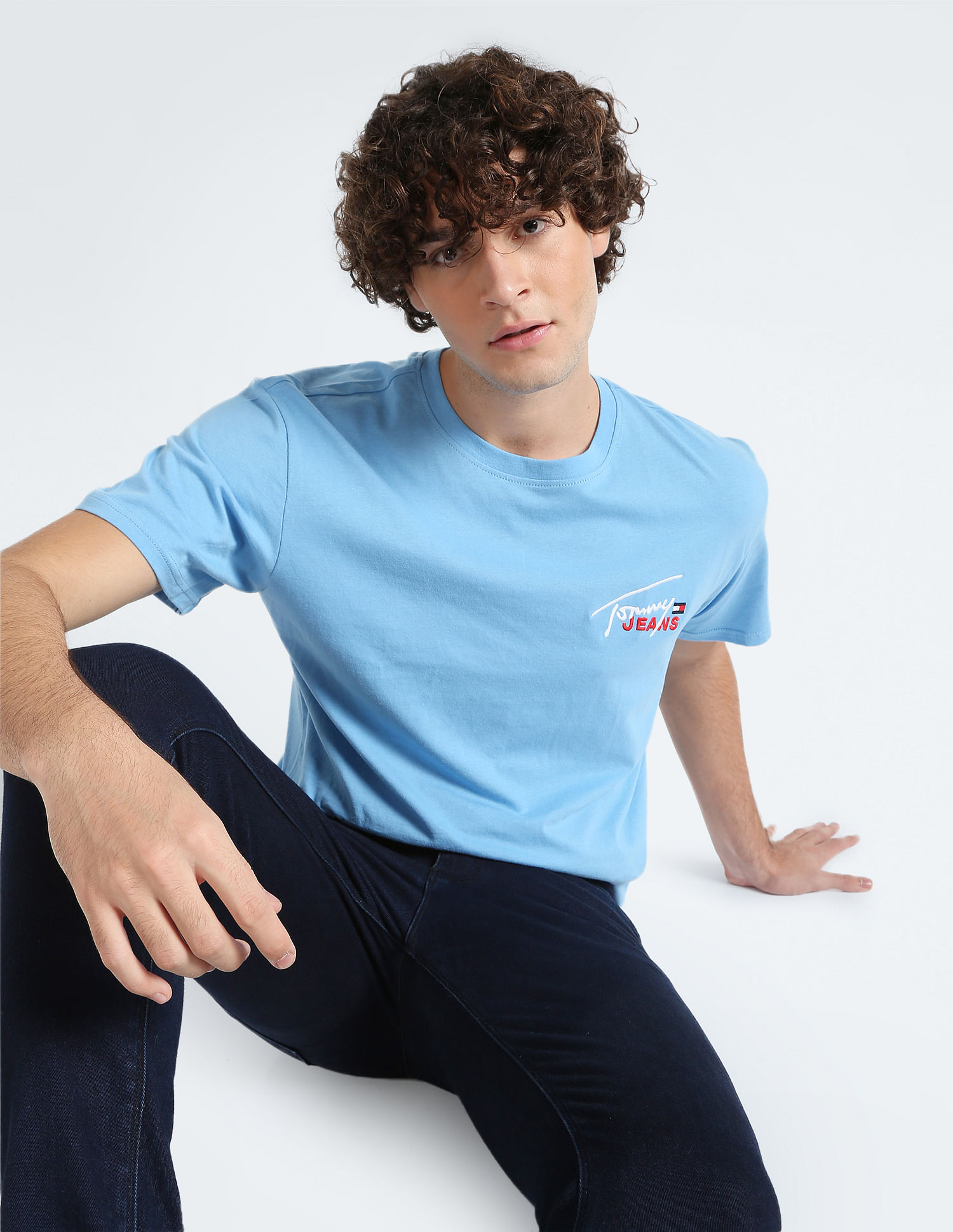 Tommy Hilfiger classic logo t-shirt in light blue