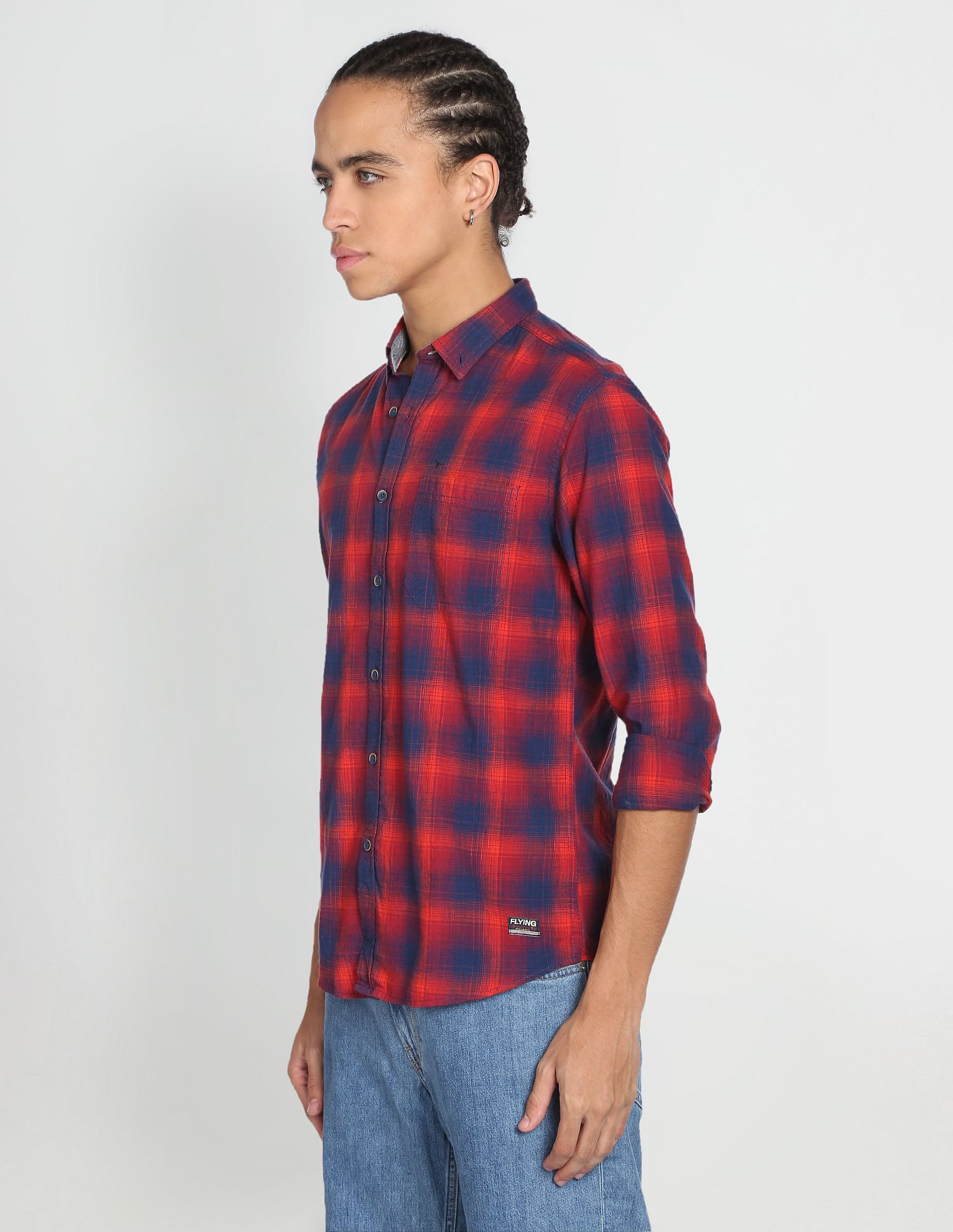 flying machine red check shirt