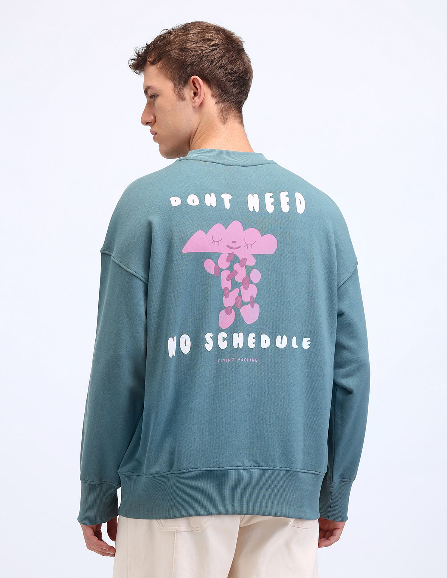 Flying Machine Graphic Printed Oversized Fit Sweatshirt