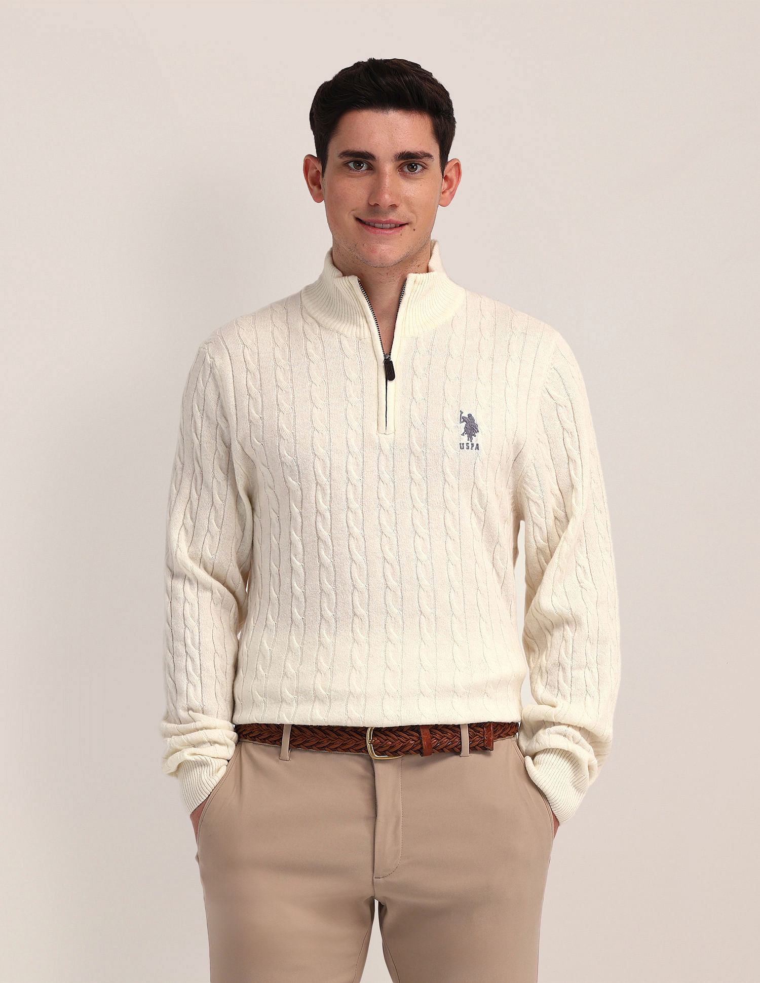U.S. Polo Assn. High Neck Zipper Sweater