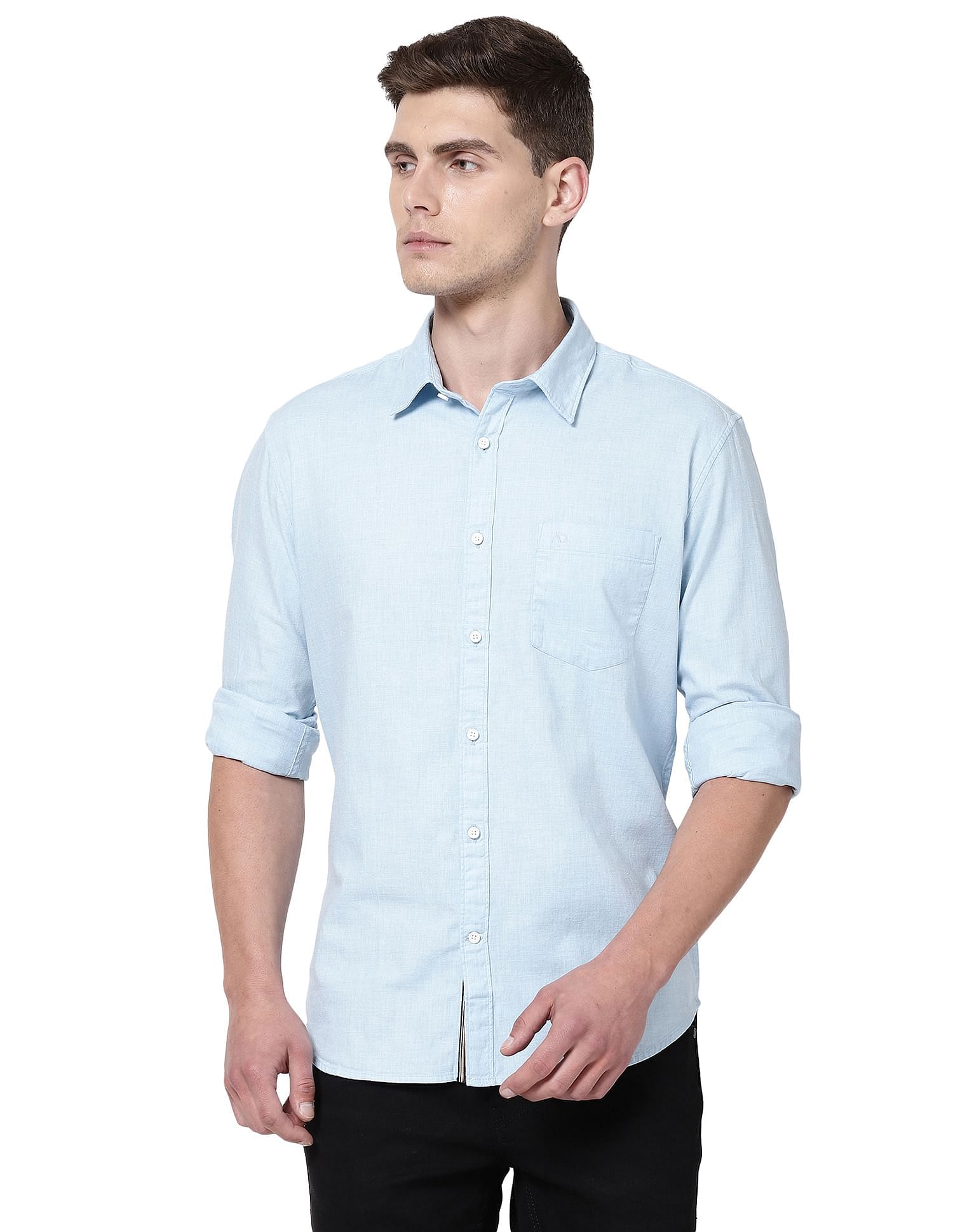 Buy AD by Arvind Spread Collar Solid Casual Shirt 