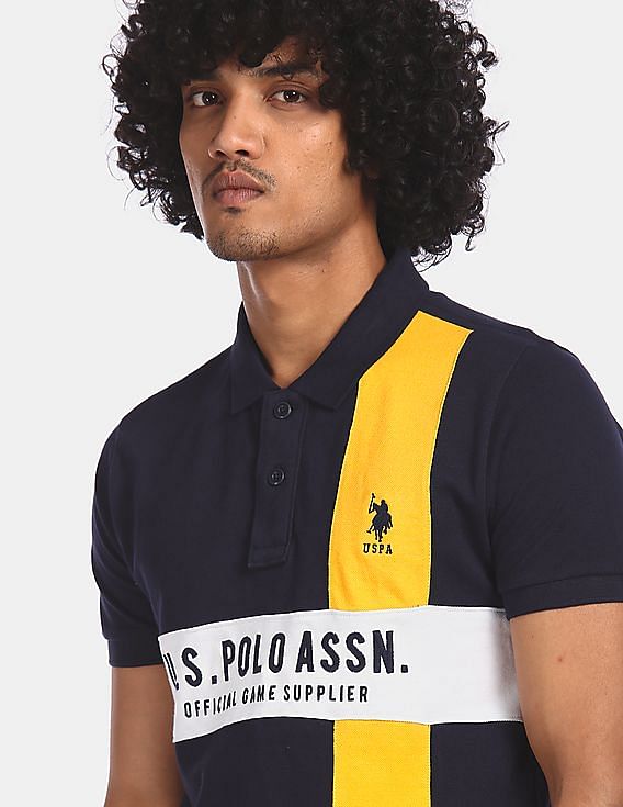 U.S. Polo Assn. Embroidered Logo Colour Block Polo Shirt