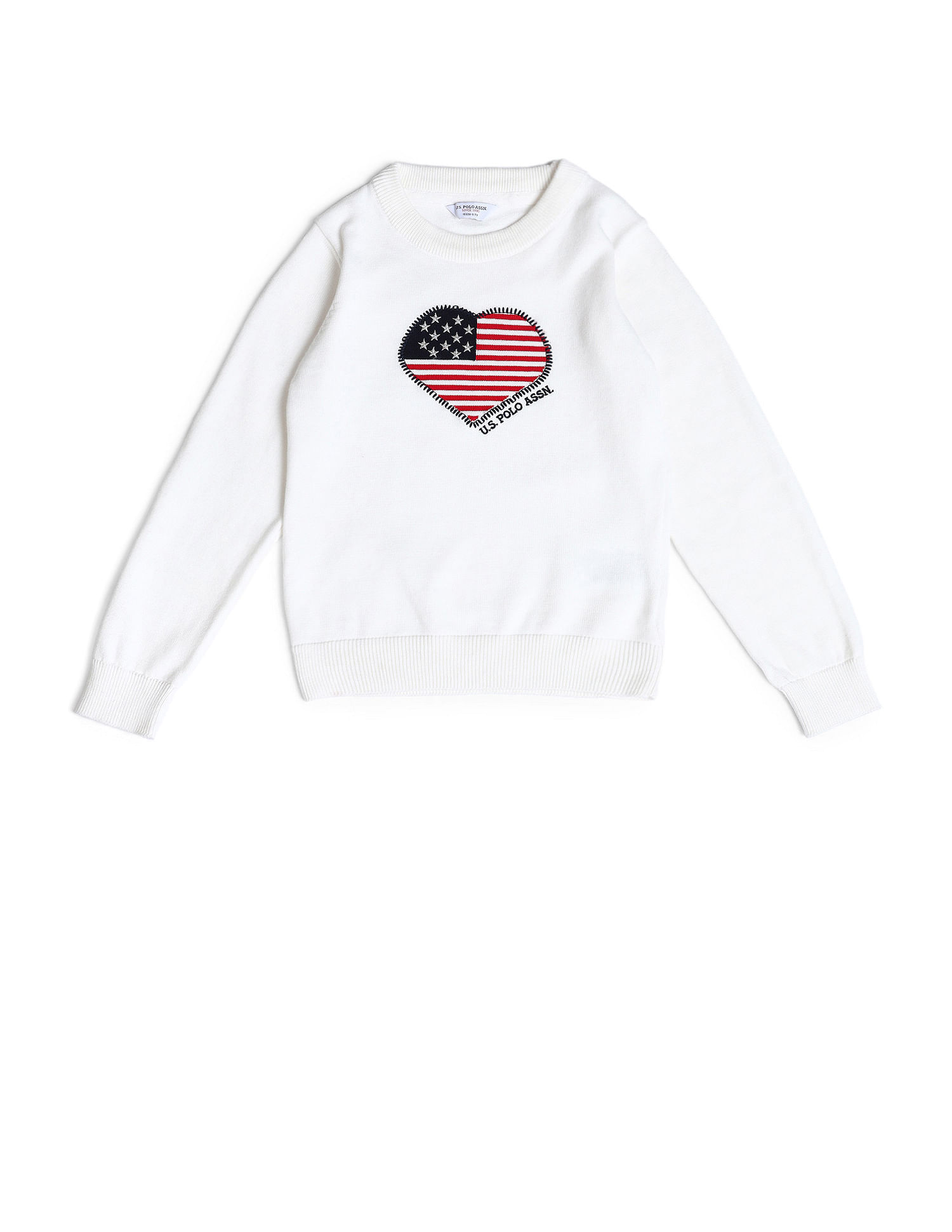 U.S. Polo Assn. Kids Girls Regular Fit Graphic Printed Sweater