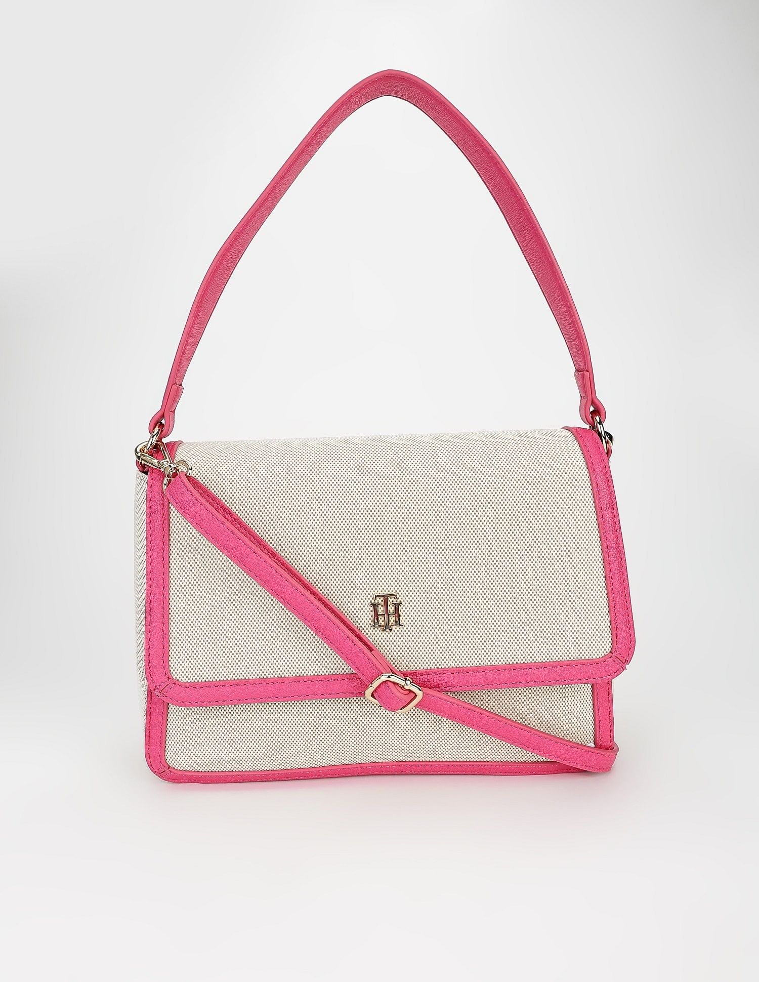 Tommy Hilfiger Solid Pink Polyester Hand Bags