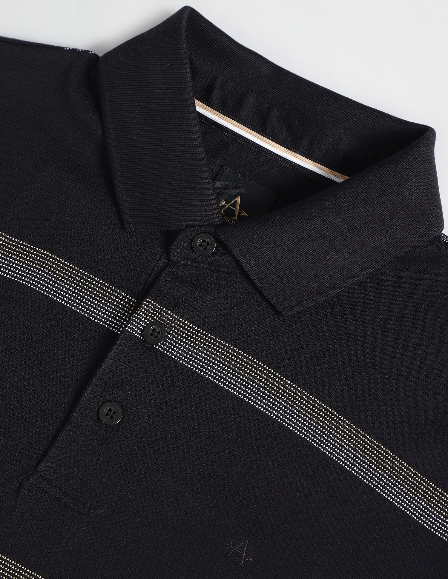 Arrow Mercerised Cotton Horizontal Stripe Polo Shirt