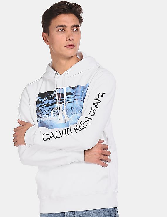 calvin klein wave photo print hoodie