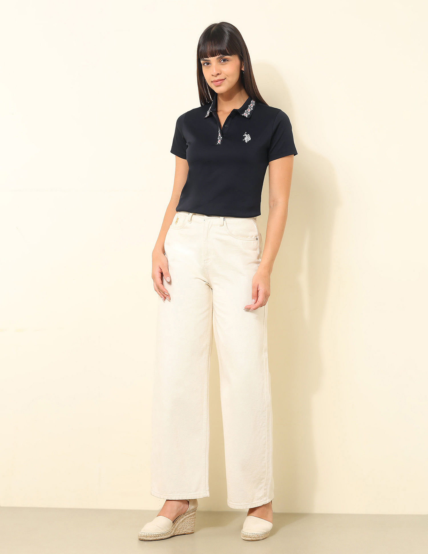 U.S. Polo Assn. Women Regular Fit Solid Polo Shirt