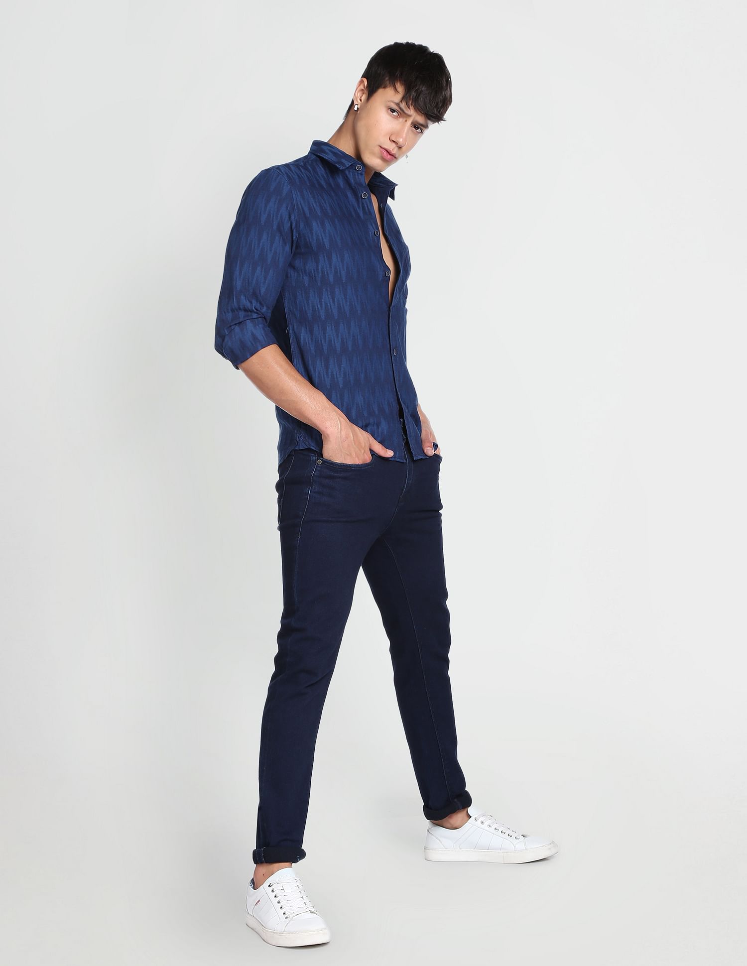 Flying Machine Geometric Patterned Shirt