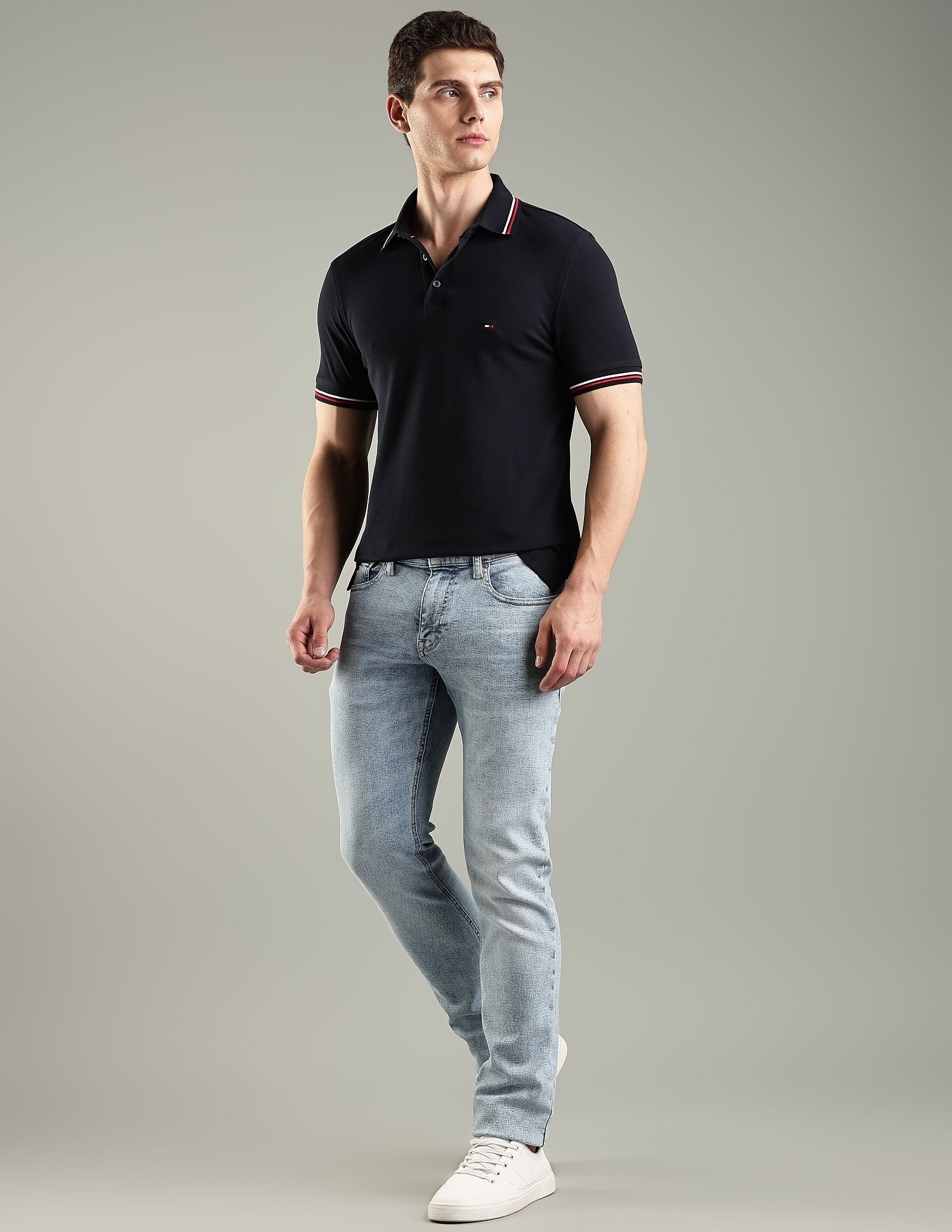 Tommy Hilfiger Solid Slim-Fit Cotton Polo T-Shirt