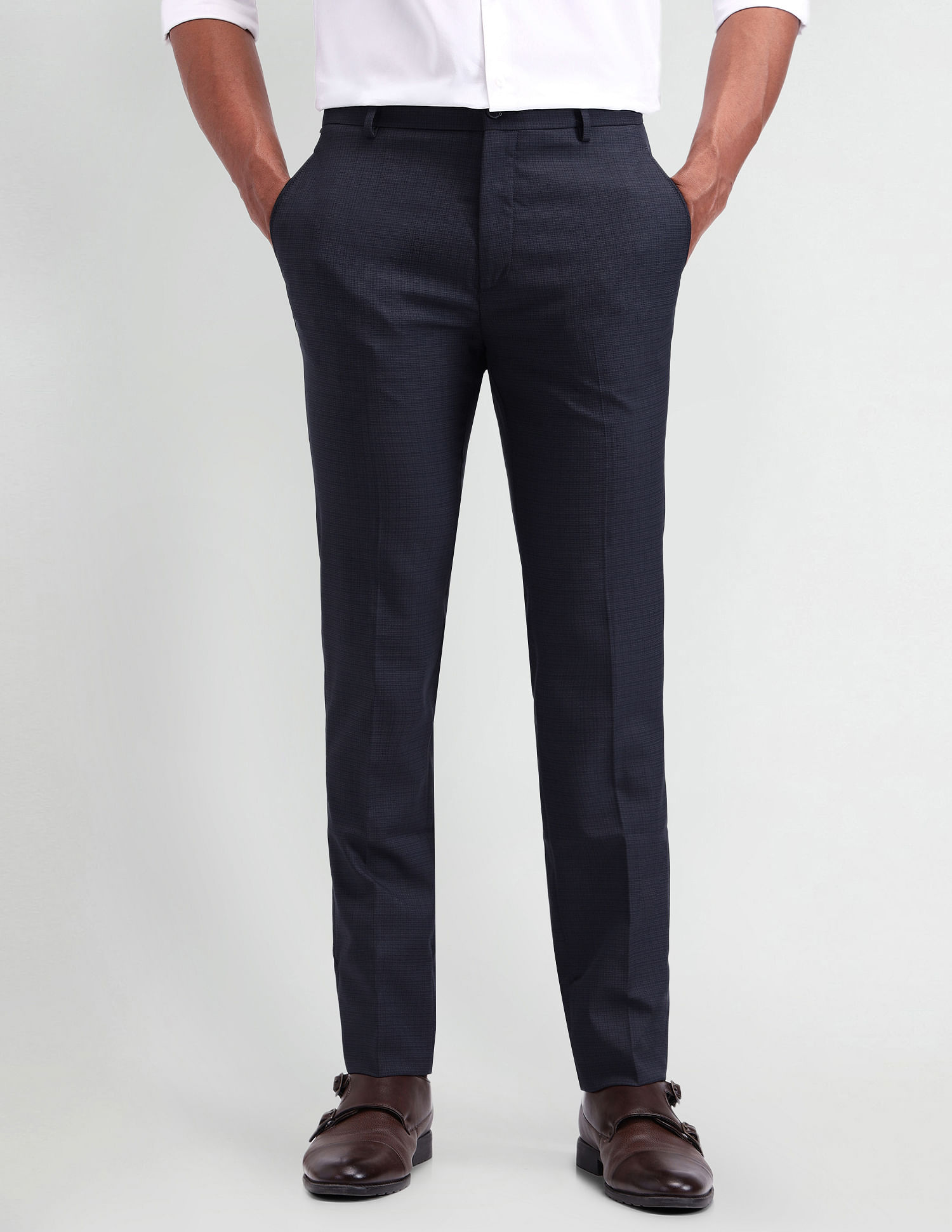 Arrow Newyork Checked Slim Fit Trousers
