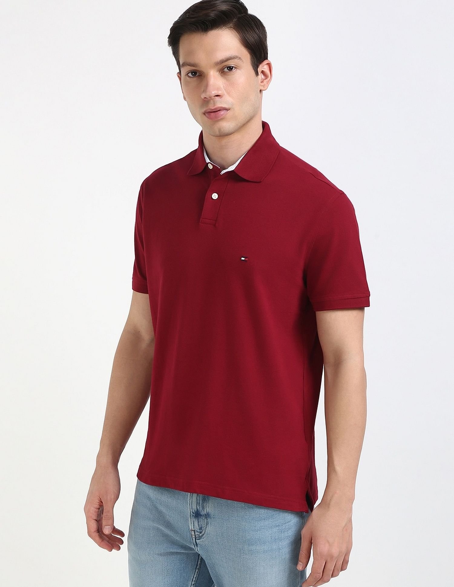 Tommy Hilfiger Solid Regular-Fit Cotton Polo Shirt
