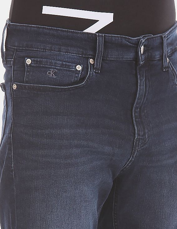 Calvin Klein Men Dark Blue Slim Fit Washed Denim Shorts