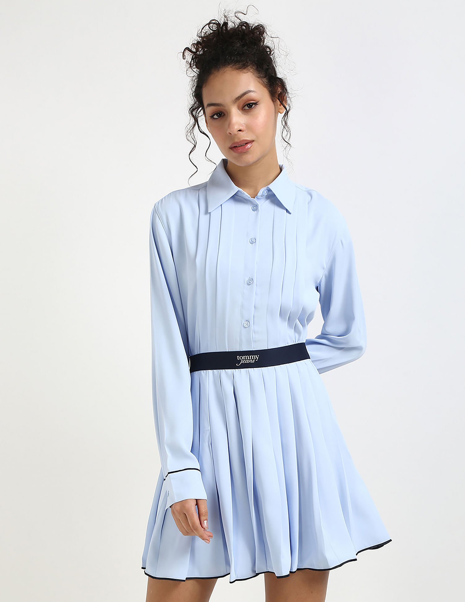 Tommy Hilfiger Polyester Spread Collar A-Line Dress