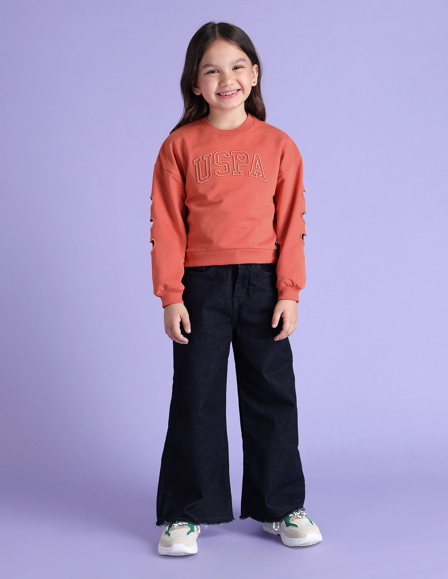 U.S. Polo Assn. Kids Girls Appliqued Regular Fit Sweatshirt