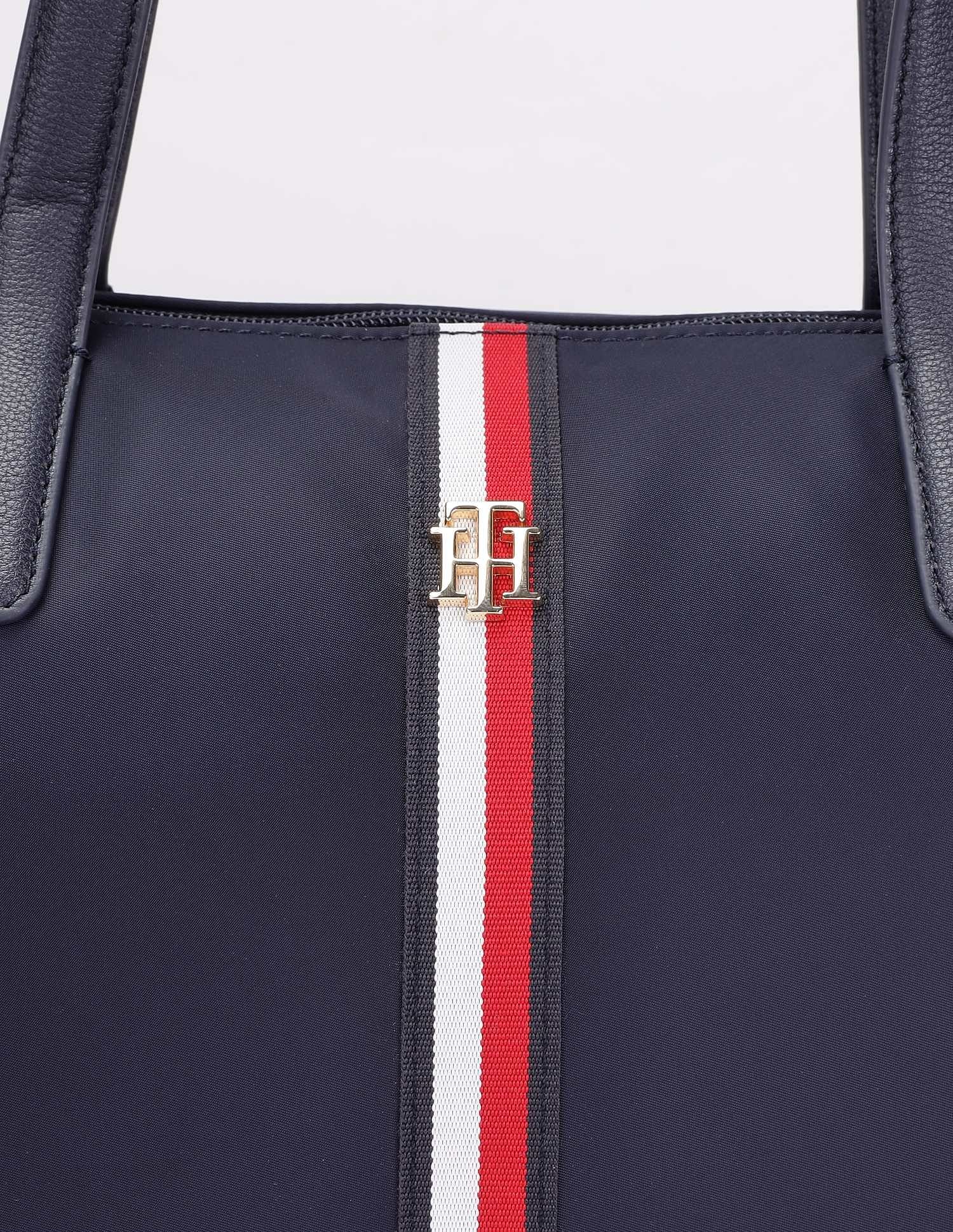 Tommy Hilfiger Solid Blue Nylon Tote Bag