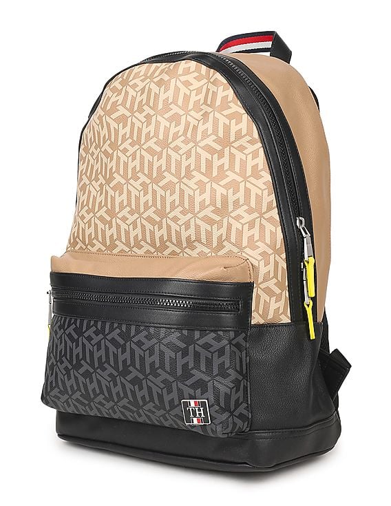 Buy Tommy Hilfiger Men Black And Beige Monogram Print Colour  display picture 2