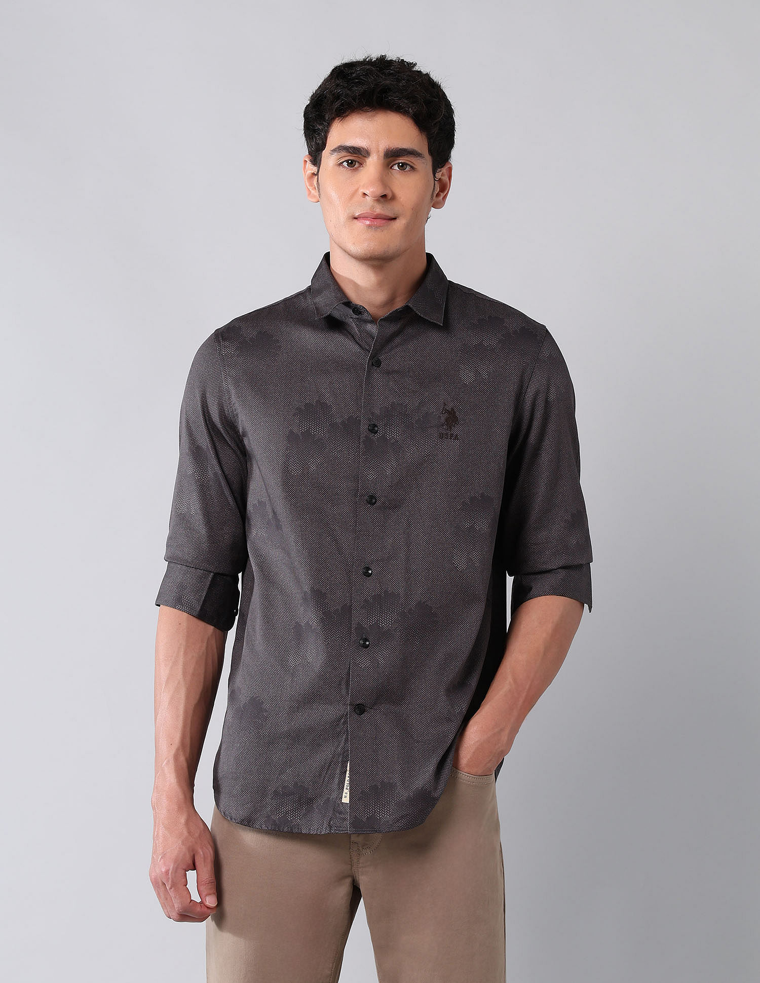 U.S. Polo Assn. Denim Co. All-Over Printed Pure Cotton Shirt