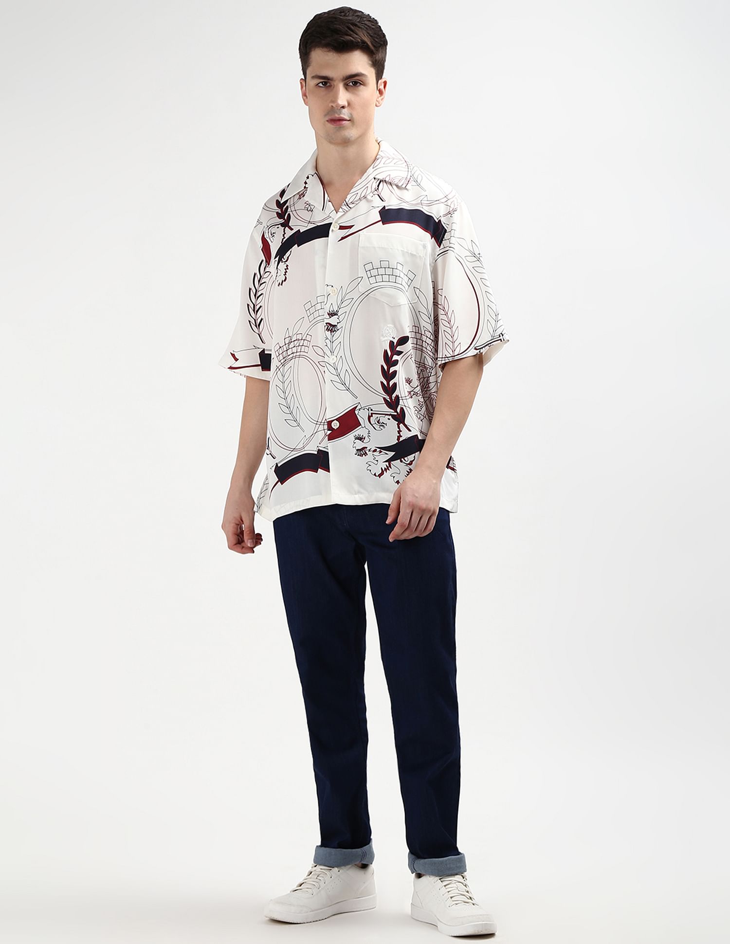 Tommy Hilfiger Cuban Collar Abstract Print Shirt