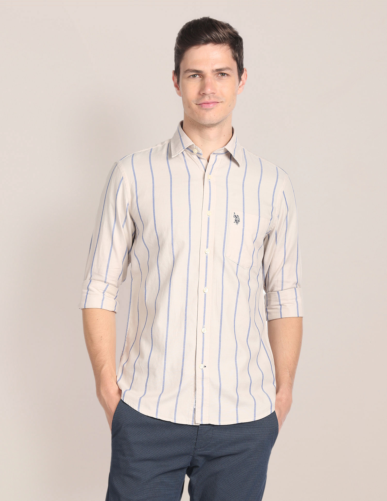 U.S. Polo Assn. Cutaway Collar Vertical Stripe Shirt