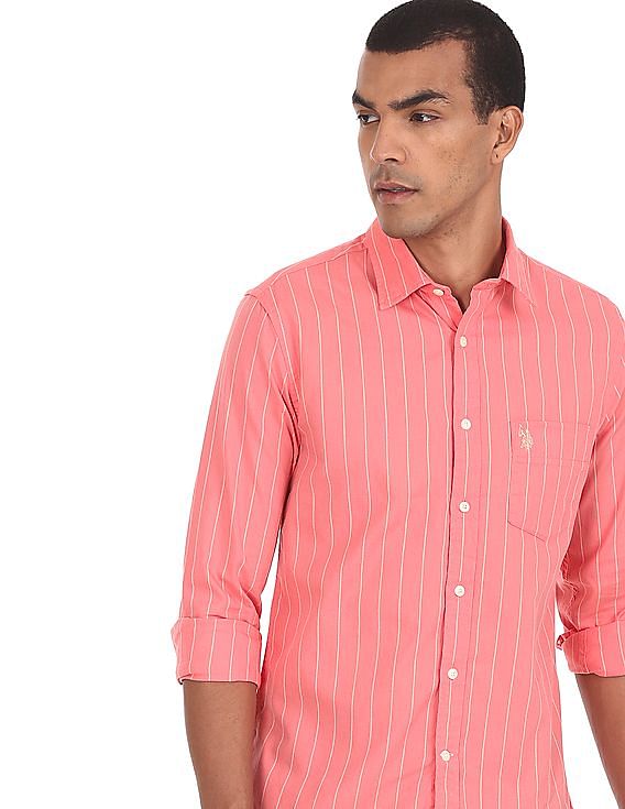U.S. Polo Assn. Rounded Cuff Cotton Striped Casual Shirt