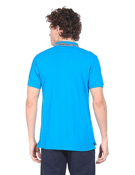 U.S. Polo Assn. Striped Collar Pique Polo Shirt