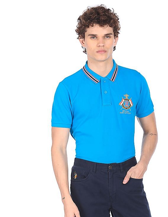 U.S. Polo Assn. Striped Collar Pique Polo Shirt