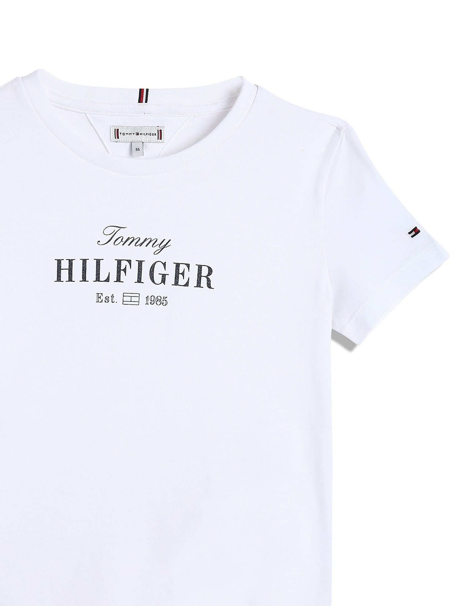 Tommy Hilfiger Kids Girls Logo Regular-Fit Cotton T-Shirt