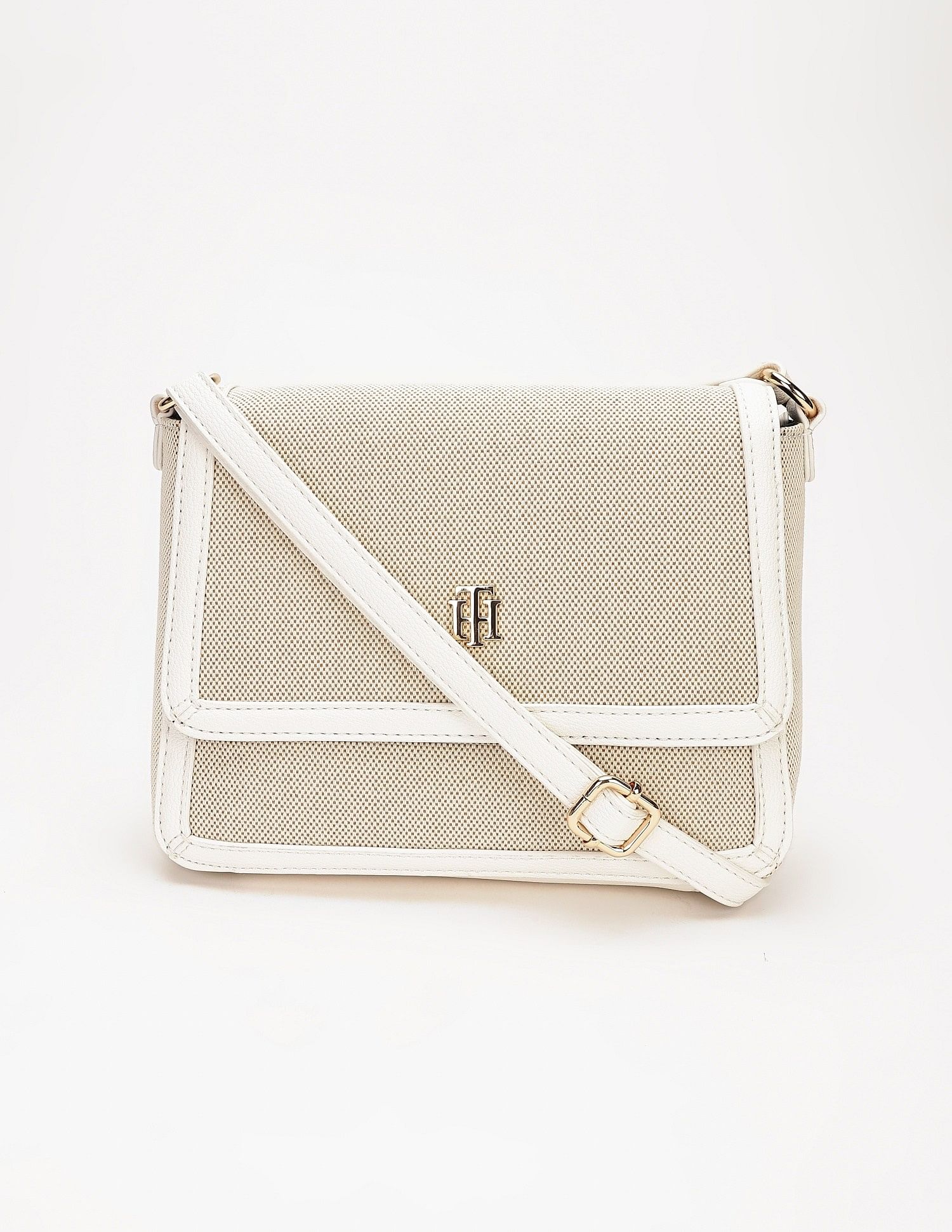 Tommy Hilfiger Solid White Polyester Sling Bags