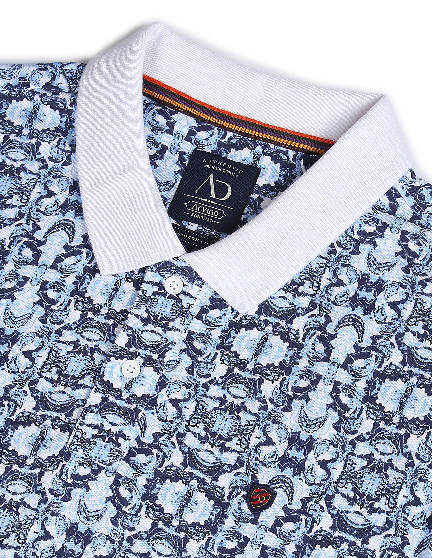 AD by Arvind Modern Abstract Print Polo Shirt