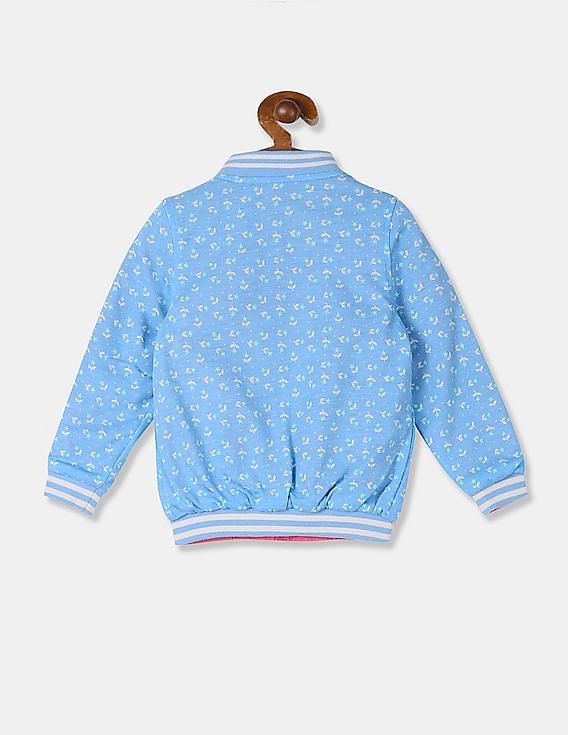 U.S. Polo Assn. Kids Girls Pink And Blue Reversible Bomber Jacket