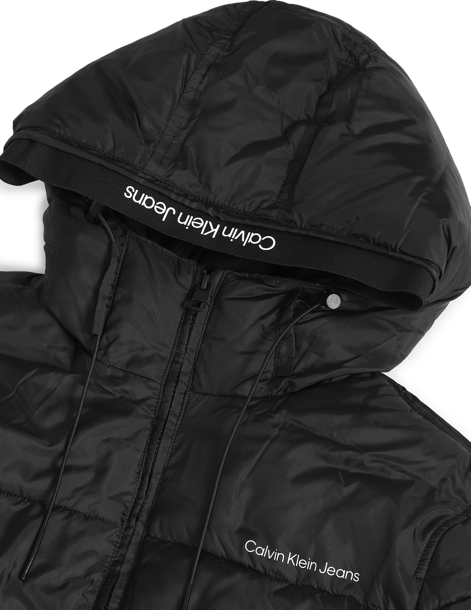 Calvin Klein Men Black Hooded Solid Puffer Jacket