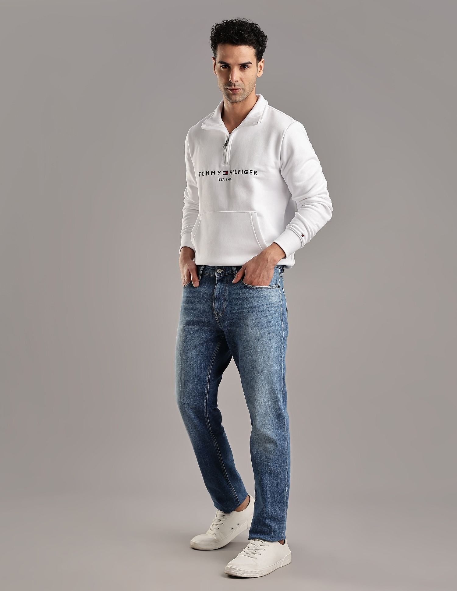 Tommy Hilfiger Mid-Wash Slim-Fit Mid Rise Jeans