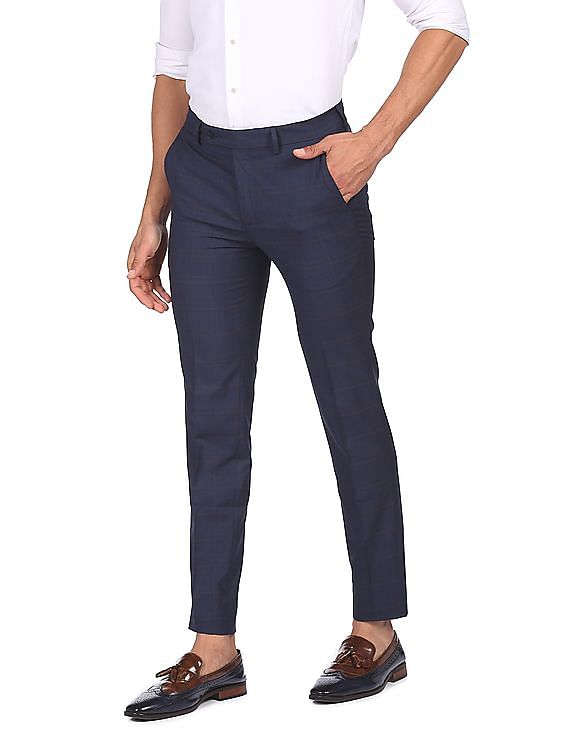 Buy UNIBA Executive Weave Navy Blue Formal Office Wear Trouser at Amazon.in