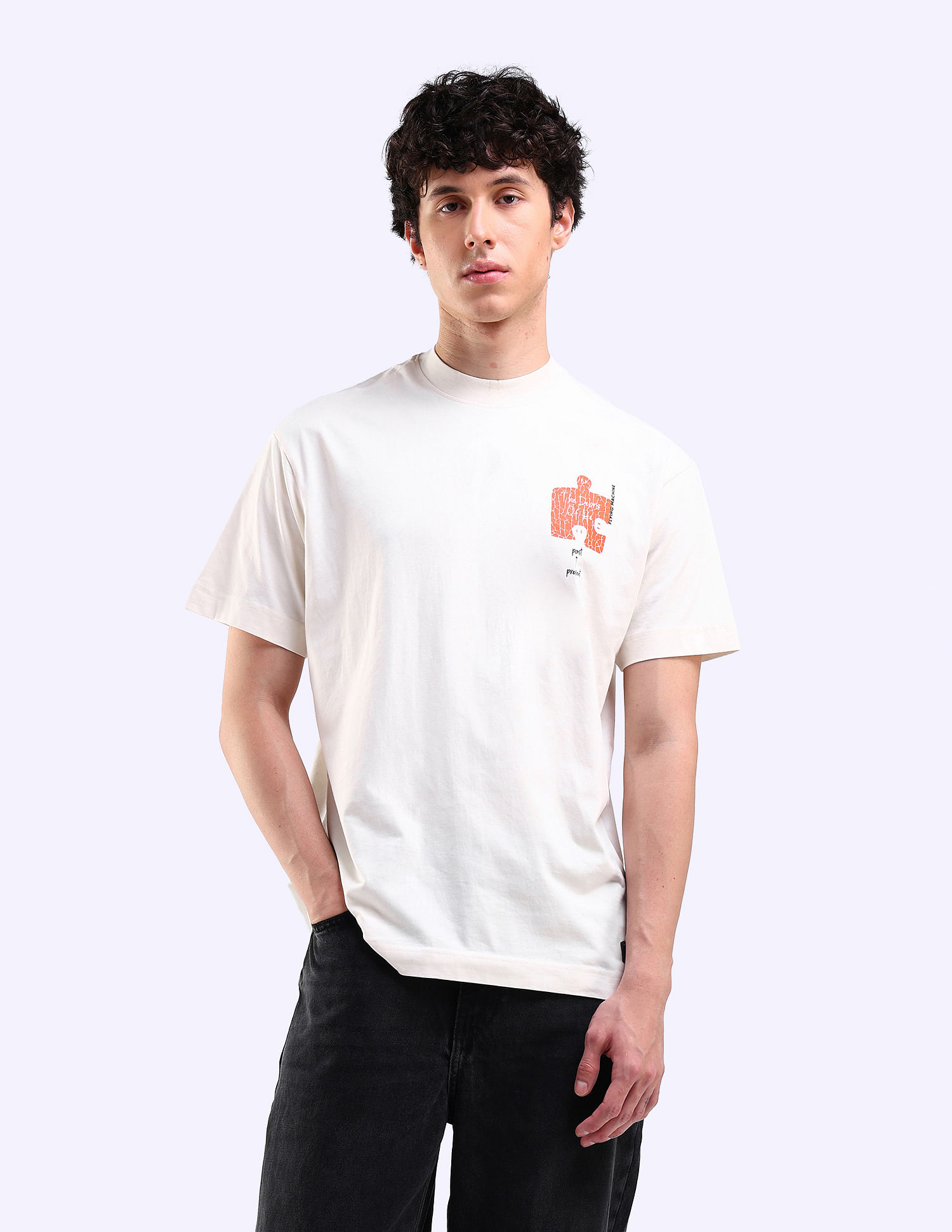 Flying Machine Graphic Print Cotton T-Shirt
