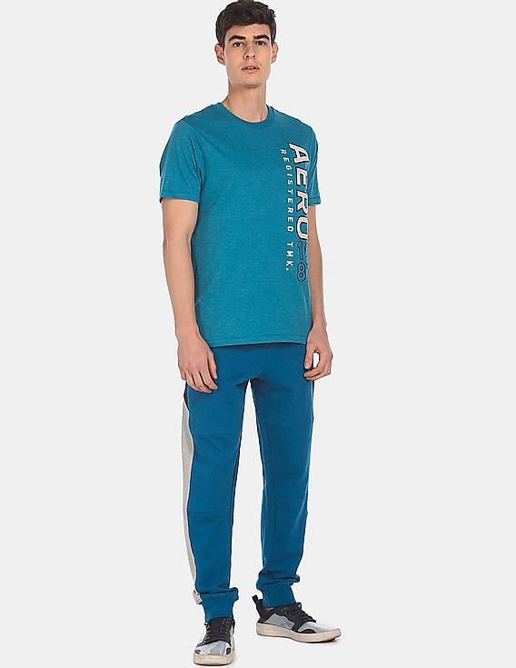Aeropostale Men Blue Crew Neck Brand Logo T-Shirt