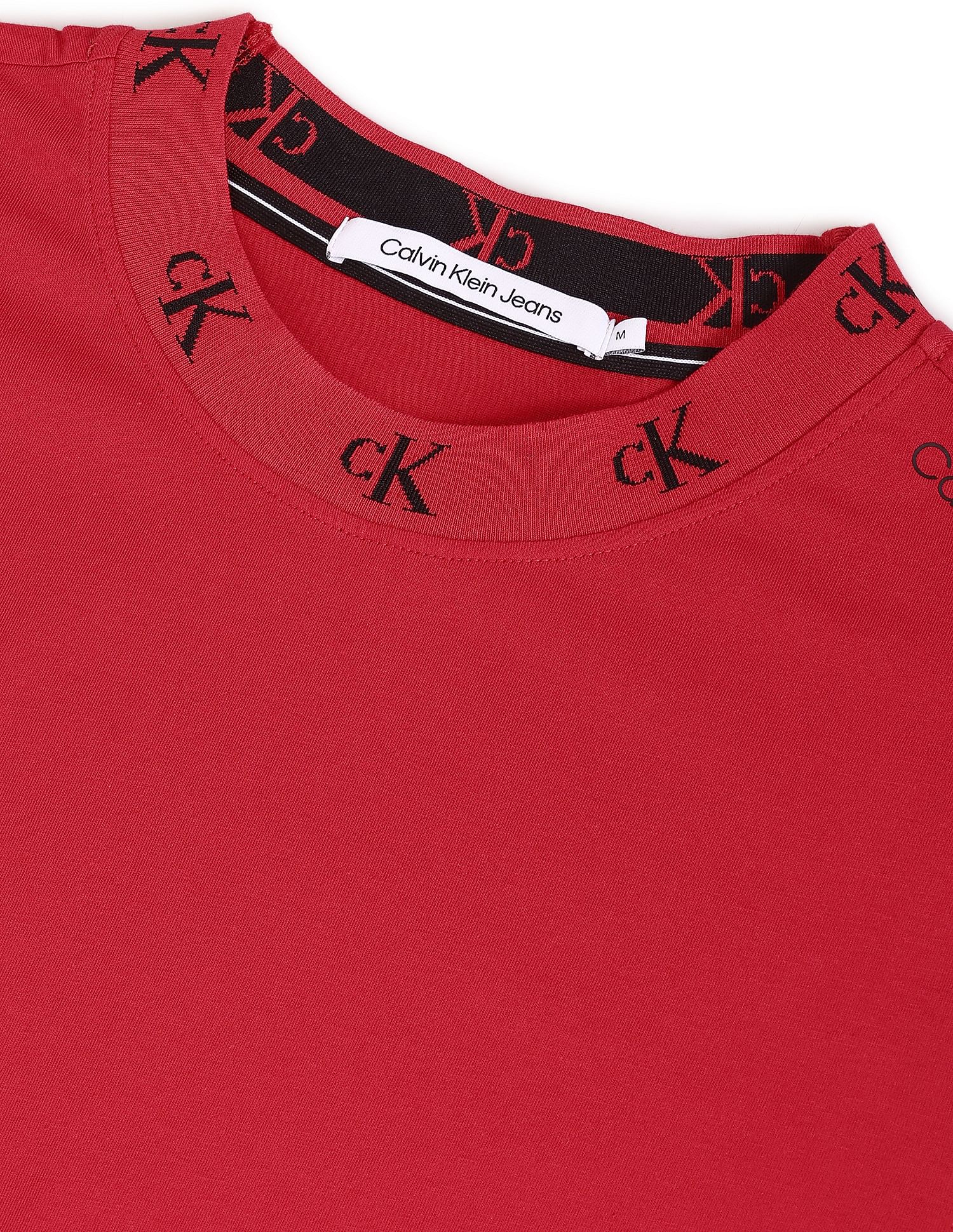 Buy Calvin Klein Men Red Solid Organic Cotton T Shirt NNNOW