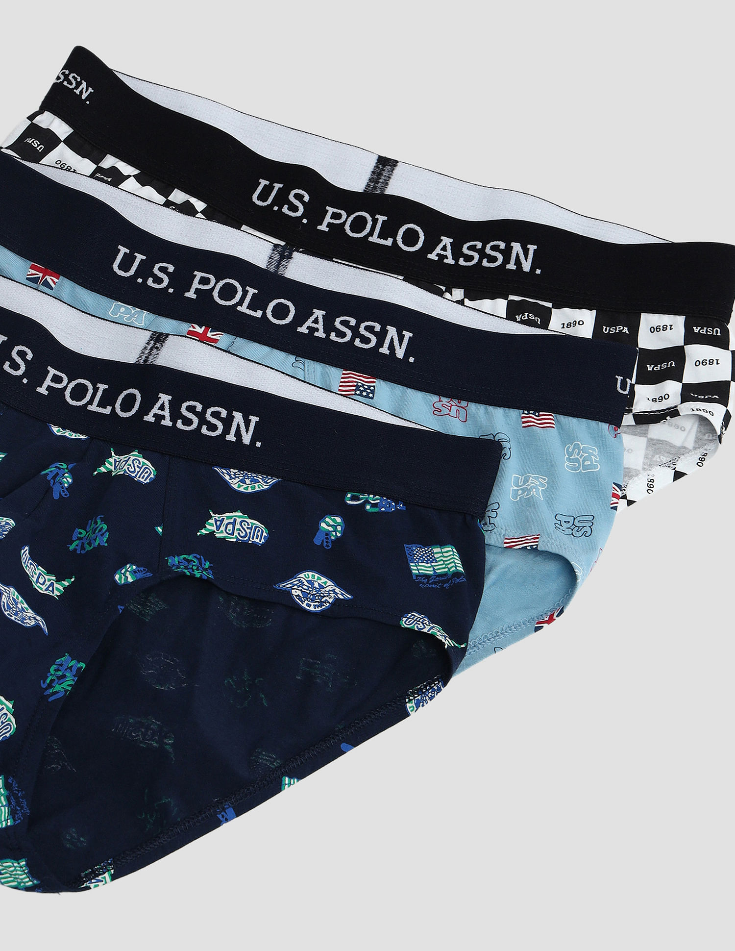 USPA Innerwear Elasticized Waist Solid OEB14 Briefs - Pack Of 3