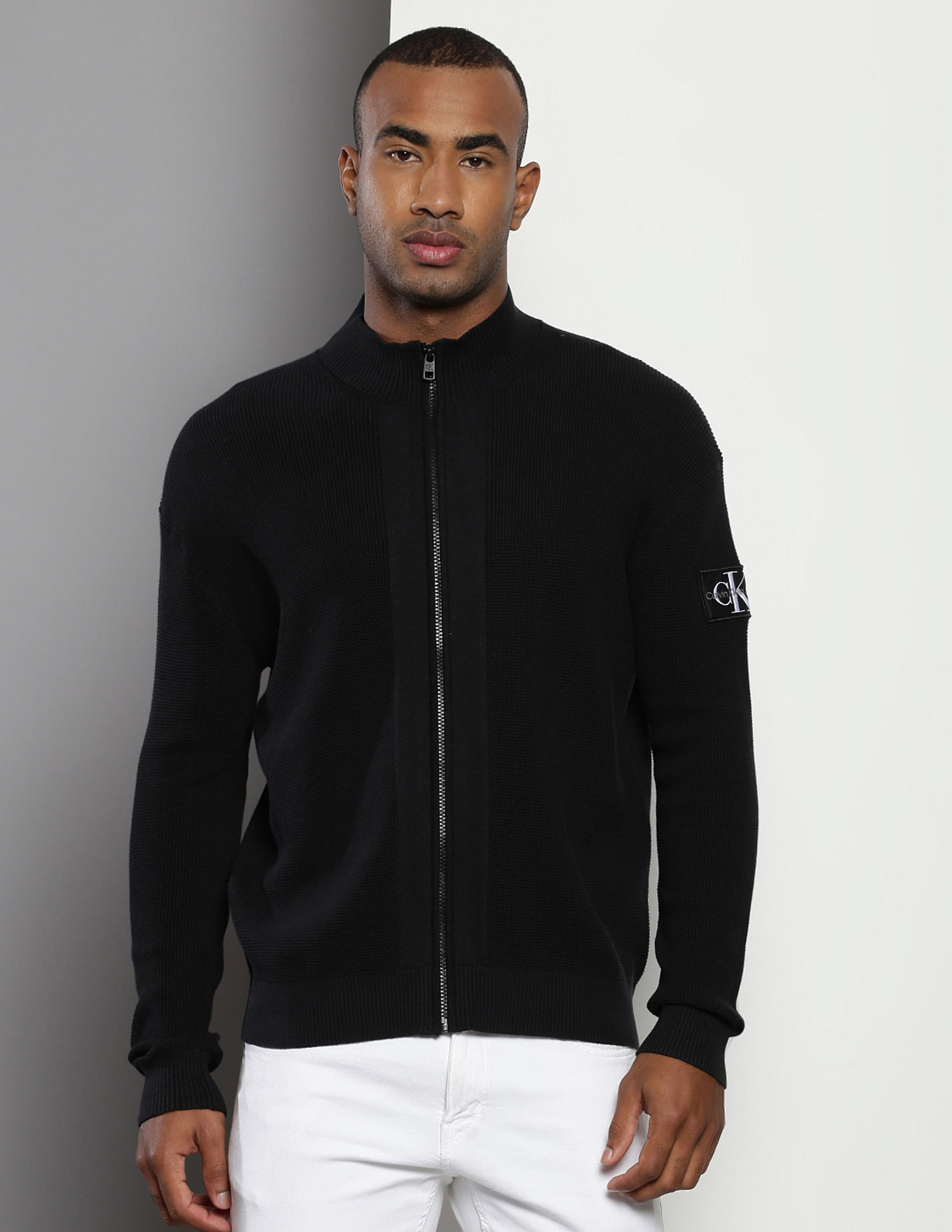 Calvin Klein Stand Neck Logo Badge Sweater
