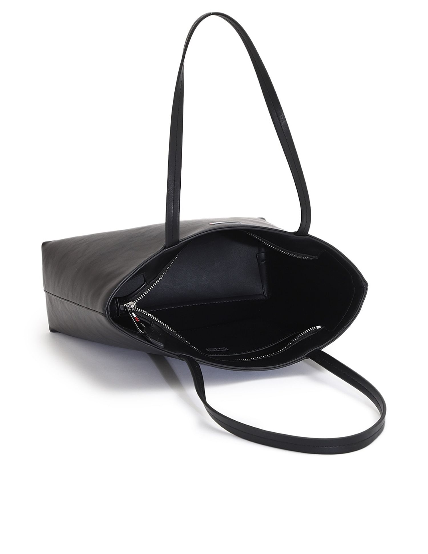 Tommy Hilfiger Solid Black Pu Tote Bag