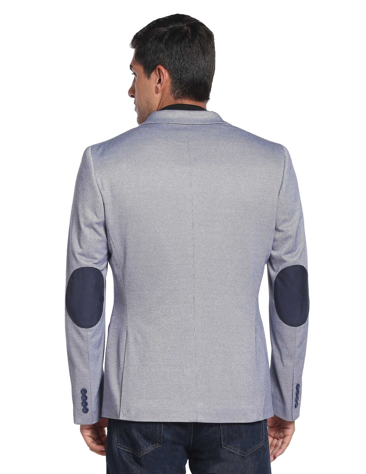 slim fit blazer with elbow patches