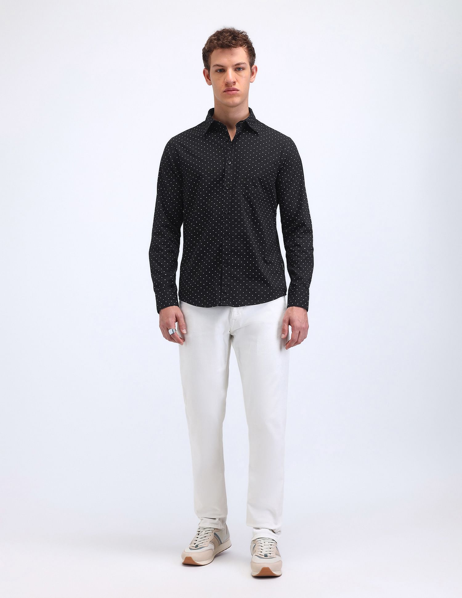 Flying Machine Geometric Slim Fit Shirt