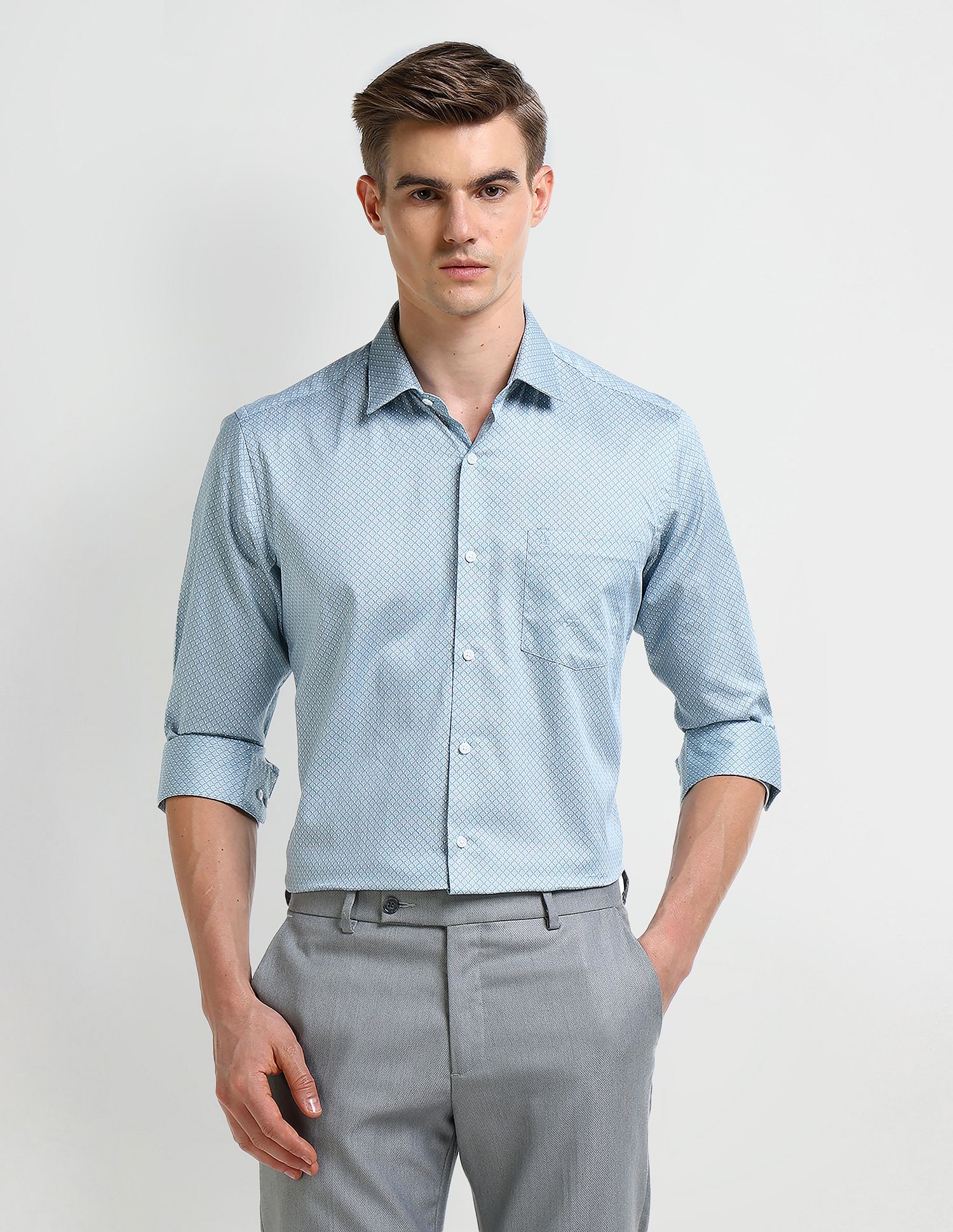 Arrow Geometric Print Satin Shirt