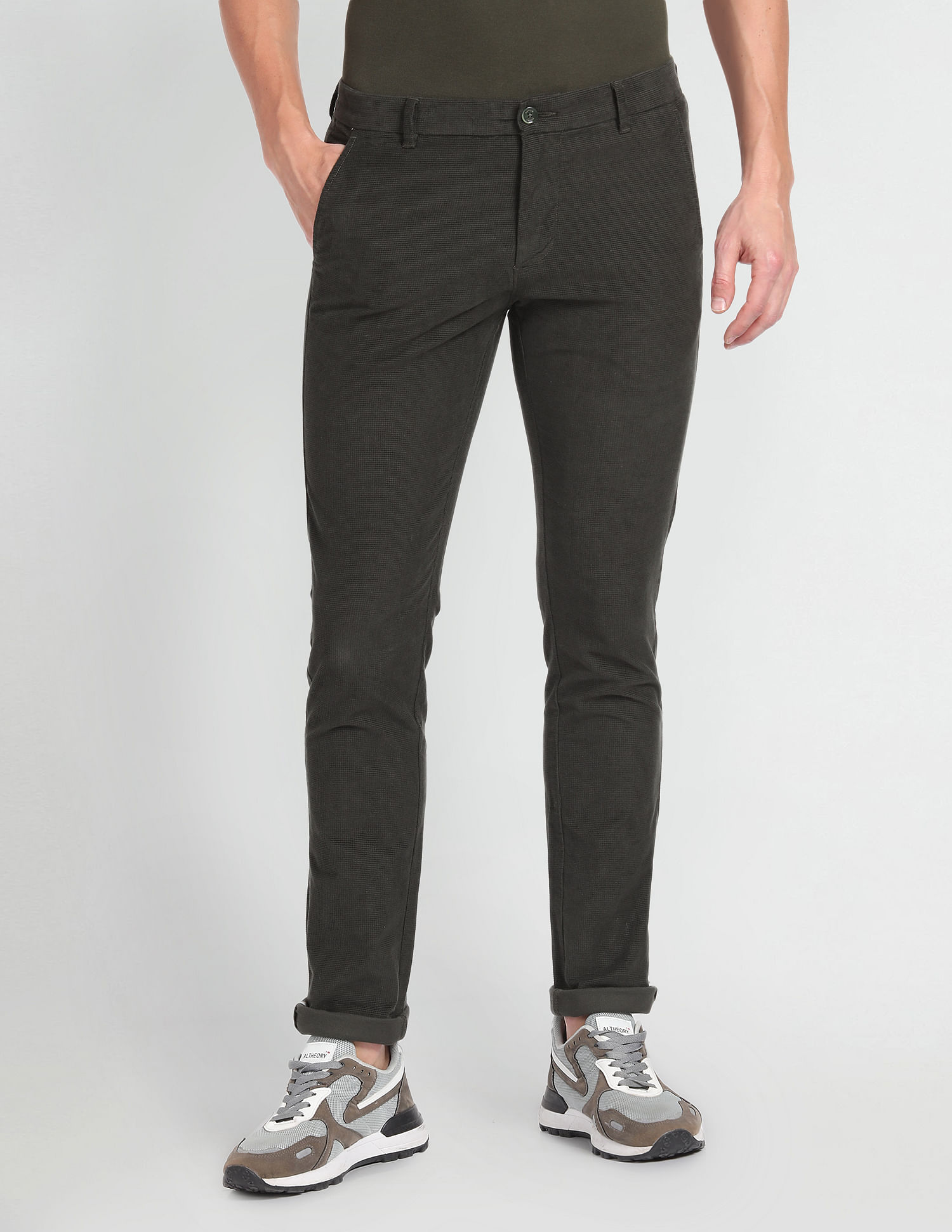 Arrow Sports Solid Dobby Trousers