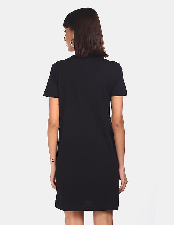 calvin klein short sleeve black dress